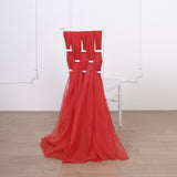 5 Pack | 22x78 inches Red DIY Premium Designer Chiffon Chair Sashes