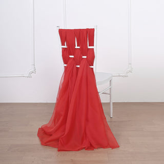 The Perfect Addition to Your Event Supplies - Red DIY Premium Designer Chiffon Chair Sashes
