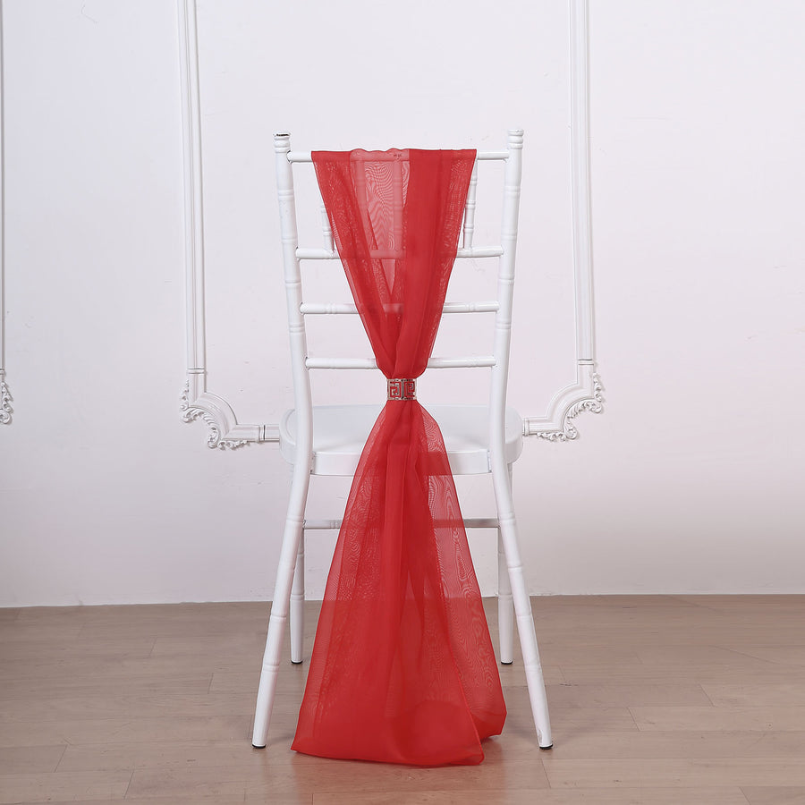 5 Pack | 22x78 inches Red DIY Premium Designer Chiffon Chair Sashes