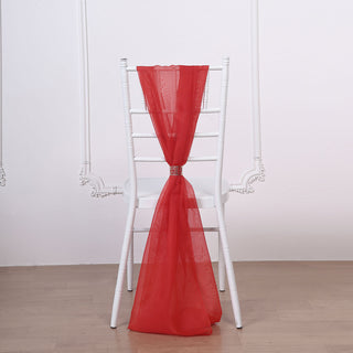 Add a Touch of Elegance with Red DIY Premium Designer Chiffon Chair Sashes