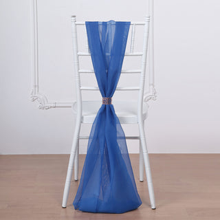 Add a Touch of Elegance with Royal Blue Chiffon Chair Sashes