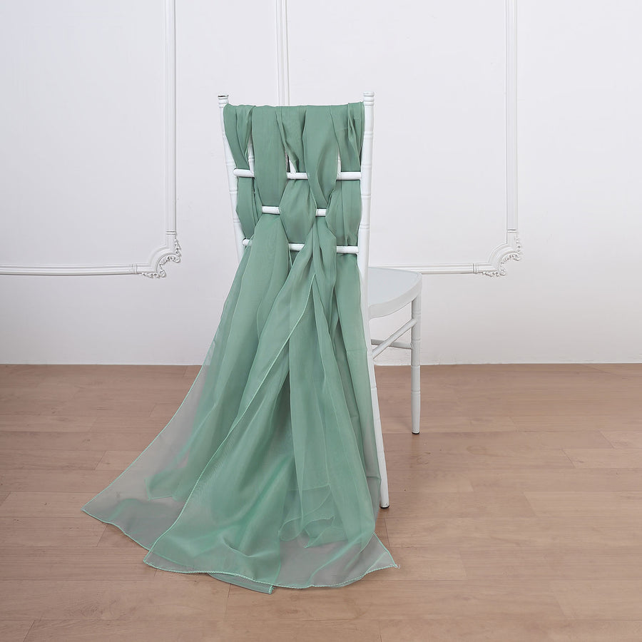 5 Pack | 22x78 inches Sage Green DIY Premium Designer Chiffon Chair Sashes