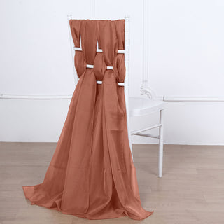 Terracotta (Rust) Chiffon Chair Sashes - Add Elegance to Your Event Decor