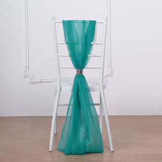 Turquoise Chiffon Chair Sashes: Add Elegance to Your Event Decor