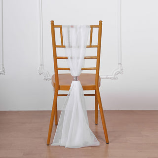 Elegant White DIY Premium Designer Chiffon Chair Sashes