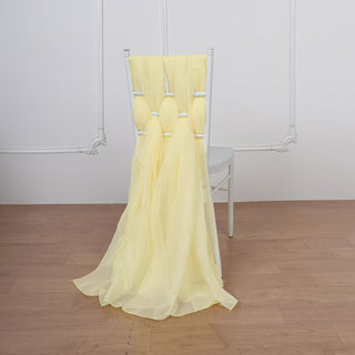 Create a Mesmerizing Ambiance with Yellow Chiffon Chair Sashes