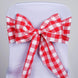 Gingham Chair Sashes | 5 PCS | Red/White | Buffalo Plaid Checkered Polyester Chair Sashes #whtbkgd