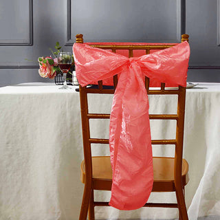 Create a Stunning Event with Coral Crinkle Crushed Taffeta Chair Sashes