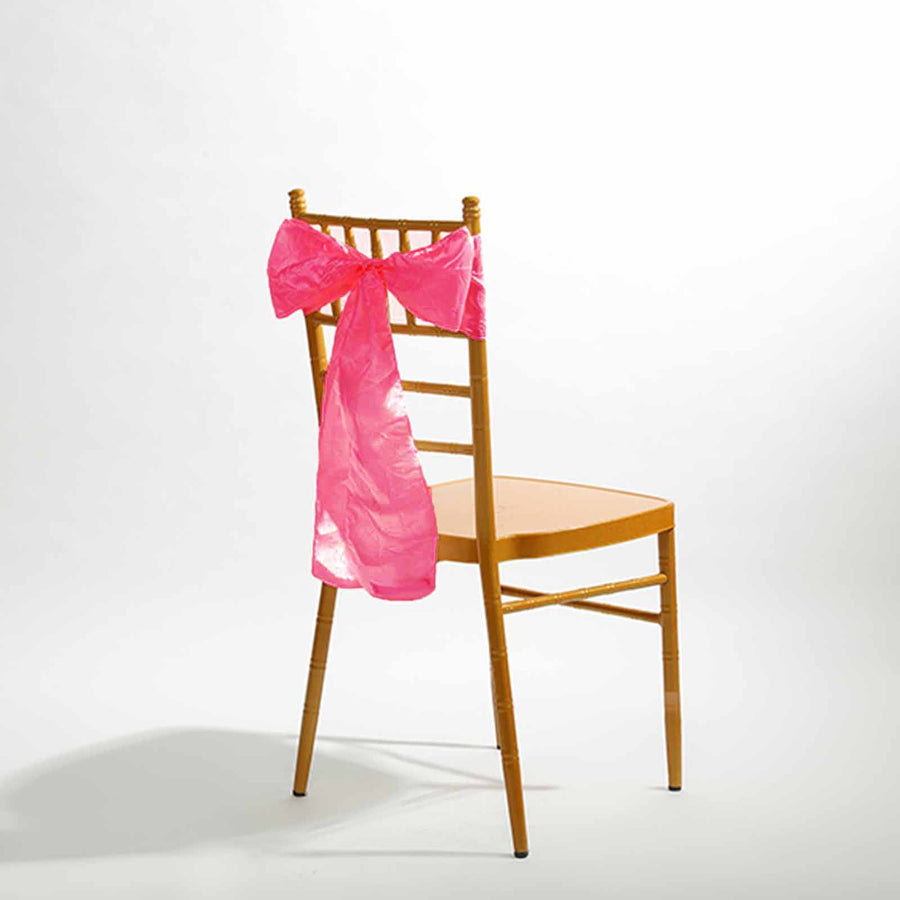 5 PCS | 6"x106" Fuchsia Crinkle Crushed Taffeta Chair Sashes