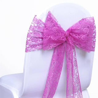 Add Elegance to Your Event with Fuchsia Floral Lace Chair Sashes