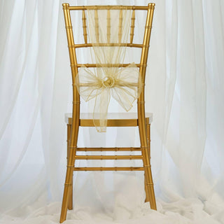 Add Elegance to Your Event with Champagne Sheer Organza Chair Sashes