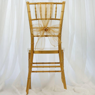 Add a Touch of Elegance with Gold Sheer Organza Chair Sashes