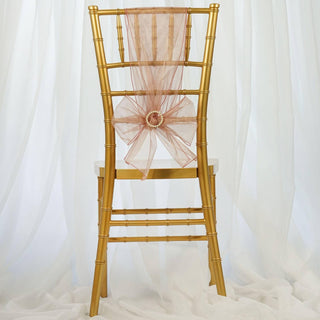 Dusty Rose Sheer Organza Chair Sashes - Add Elegance to Your Event Decor