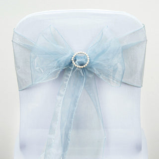 Create Unforgettable Memories with Our 5 Pack of Serenity Blue Sheer Organza Chair Sashes