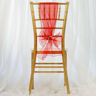 Add a Touch of Elegance with Red Sheer Organza Chair Sashes