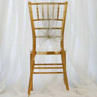 Elegant Silver Sheer Organza Chair Sashes - Add Glamour to Your Event Decor