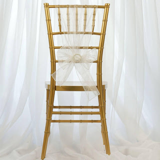 Elegant White Sheer Organza Chair Sashes for Stunning Event Decor