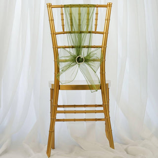 Elevate Your Event Decor with Olive Green Sheer Organza Chair Sashes