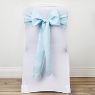 Light Blue Polyester Chair Sashes - Add Elegance to Your Event Decor