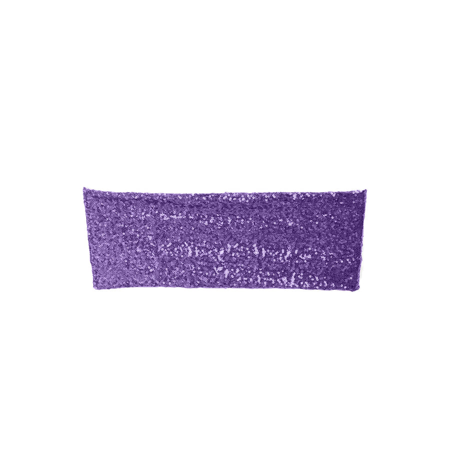 5 pack | 6x15 Purple Sequin Spandex Chair Sash