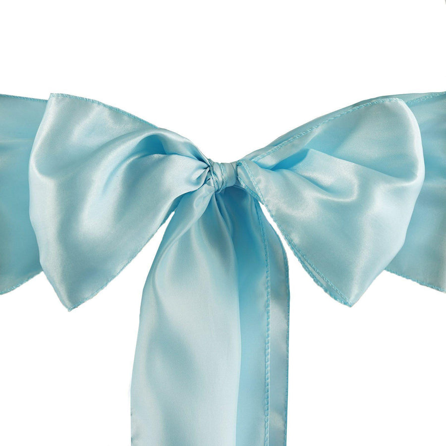 5 pack | 6 inch x 106 inch Light Blue Satin Chair Sash#whtbkgd