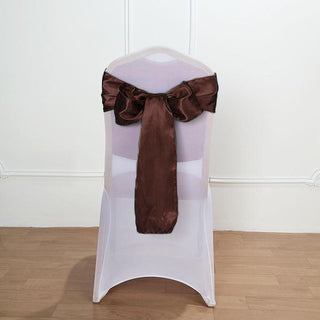 Add Elegance to Your Event with Chocolate Satin Chair Sashes