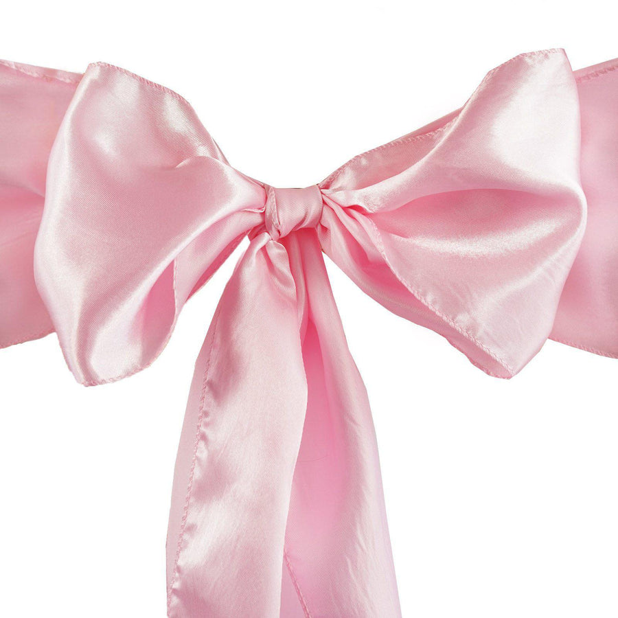 5 pack | 6 inch x106 inch Pink Satin Chair Sash#whtbkgd