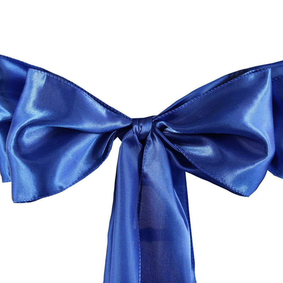 5 pack | 6 inch x 106 inch  Royal Blue Satin Chair Sash#whtbkgd