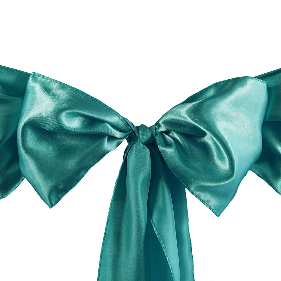 5 pack | 6inch x 106inch Turquoise Satin Chair Sash#whtbkgd