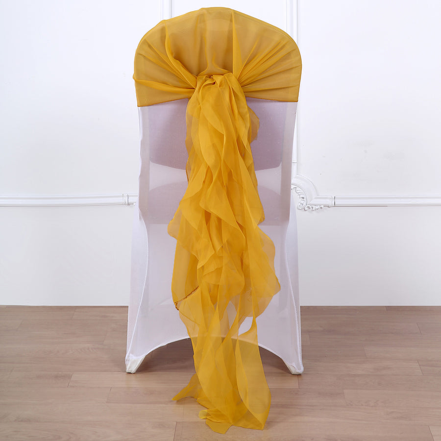 Mustard Yellow Chiffon Curly Chair Sash