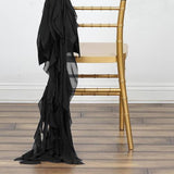 Black Chiffon Curly Chair Sash #whtbkgd