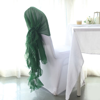 Unleash Your Creativity with the Hunter Emerald Green Chiffon Curly Chair Sash