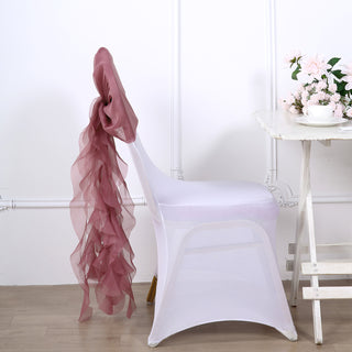 Create a Stunning Ambiance with the Cinnamon Rose Chiffon Curly Chair Sash