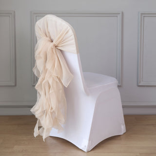 Make a Statement with the Nude Chiffon Curly Chair Sash