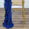 Royal Blue Chiffon Curly Chair Sash#whtbkgd