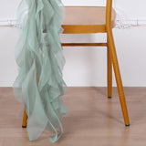 Sage Green Chiffon Curly Chair Sash#whtbkgd