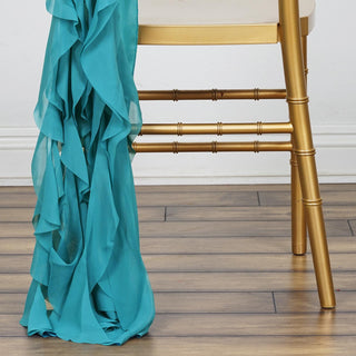 Unleash Your Creativity with Turquoise Chiffon Curly Chair Sash
