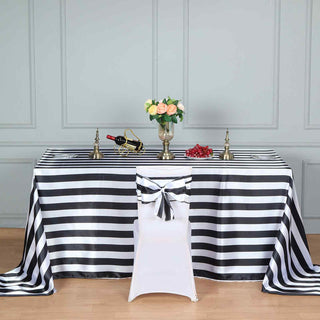 Add Elegance to Your Event with Black and White Stripe Satin Chair Sashes