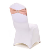 5 pack Metallic Spandex Chair Sashes With Attached Round Diamond Buckles - Rose Gold | Blush