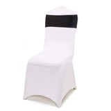 5 pack Metallic Black Spandex Chair Sashes With Attached Round Diamond Buckles