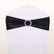 5 pack Metallic Black Spandex Chair Sashes With Attached Round Diamond Buckles #whtbkgd