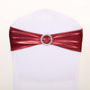 5 pack Metallic Burgundy Spandex Chair Sashes With Attached Round Diamond Buckles #whtbkgd