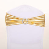 5 pack Metallic Gold Spandex Chair Sashes With Attached Round Diamond Buckles #whtbkgd