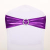 5 pack Metallic Purple Spandex Chair Sashes With Attached Round Diamond Buckles #whtbkgd