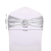 5 pack Metallic Silver Spandex Chair Sashes With Attached Round Diamond Buckles