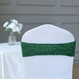 Add a Touch of Elegance with Hunter Emerald Green Metallic Shimmer Tinsel Spandex Chair Sashes