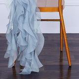 1 Set Dusty Blue Chiffon Hoods With Ruffles Willow Chiffon Chair Sashes#whtbkgd