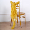 1 Set Mustard Yellow Chiffon Hoods With Ruffles Willow Chiffon Chair Sashes