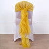 1 Set Mustard Yellow Chiffon Hoods With Ruffles Willow Chiffon Chair Sashes