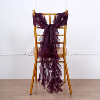 Elegant Eggplant Chiffon Hoods for Stunning Chair Decor